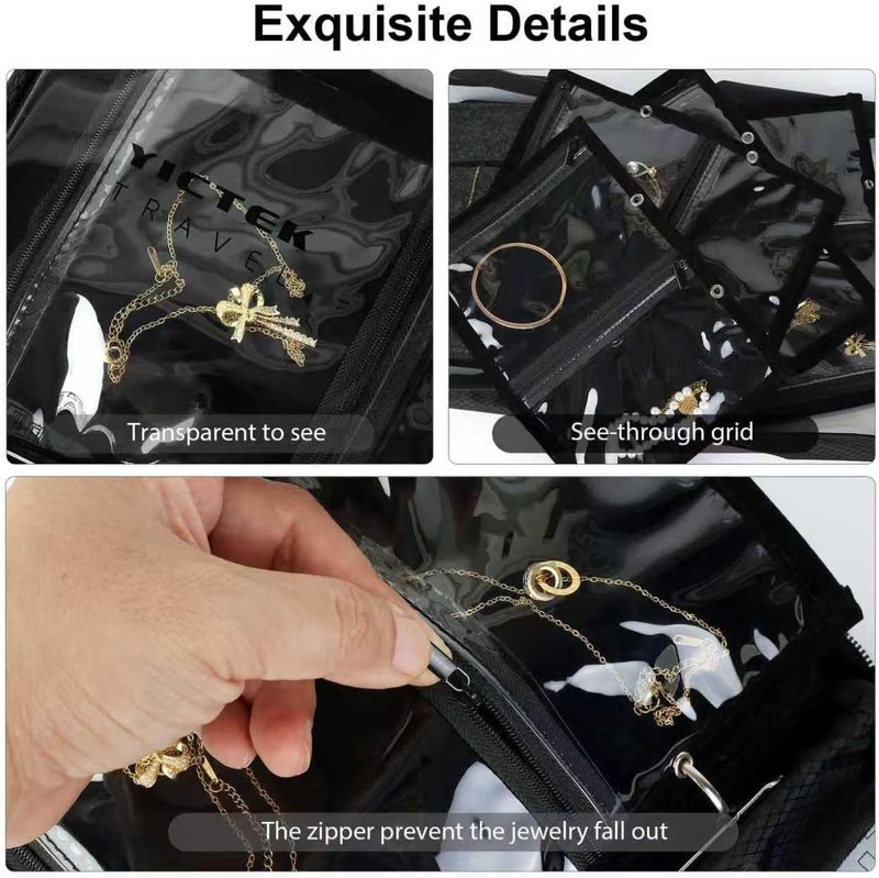 YICTEK -Compatible Jewelry Organizer Refill Pages: 4 Double-Sided Clear Pages + 5 Pcs large frosted loose-leaf Book pages+10 Pcs Transparent Pouch Bags - Image 4